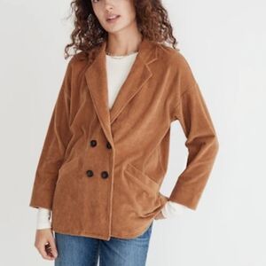 Madewell Camel Brown Double-Breasted Corduroy Blazer